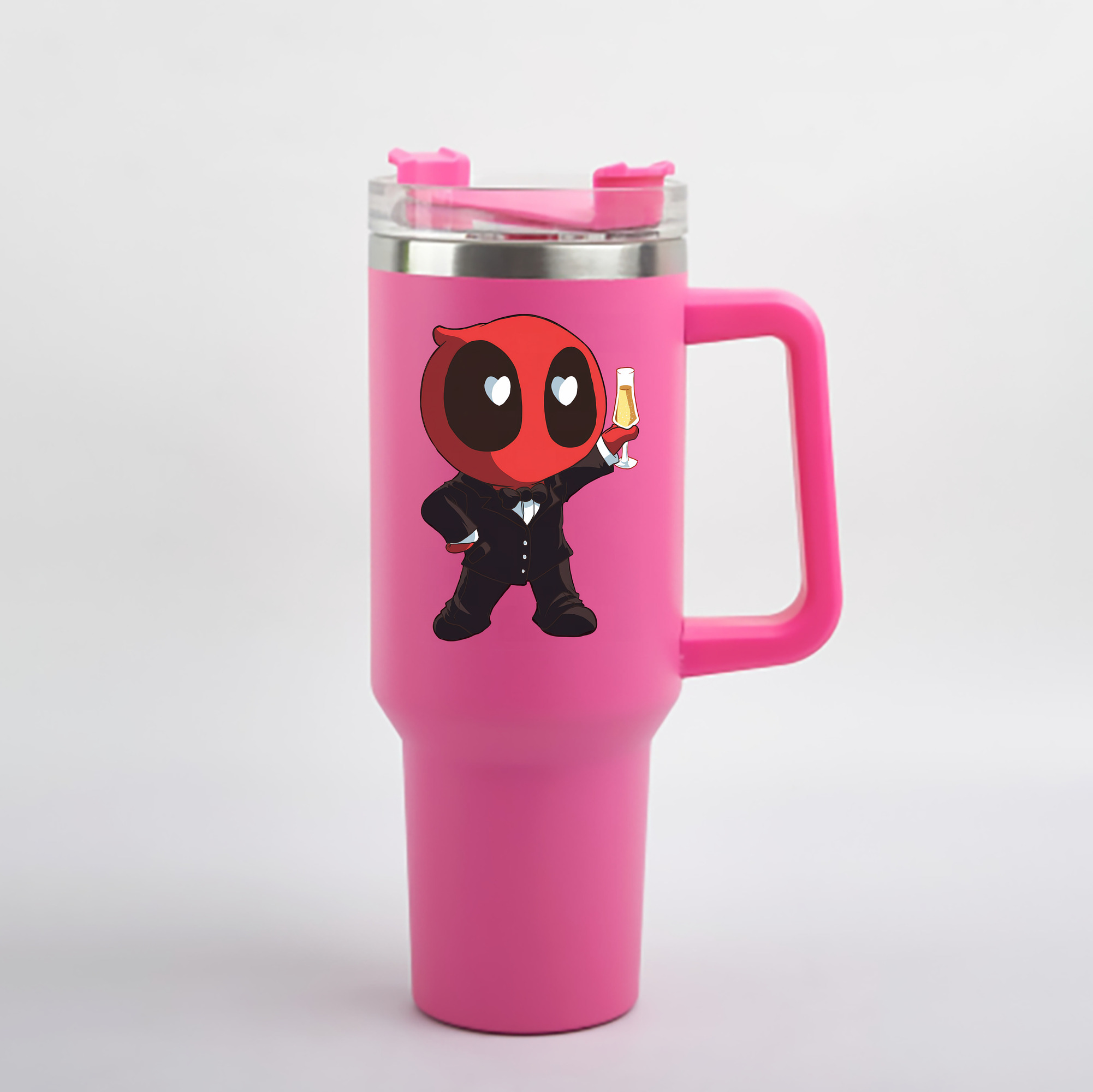 （画像用） Deadpool デッドプール 1200mL車用タンブラー - クリスタルステッカー（プラスチックストロー付き）